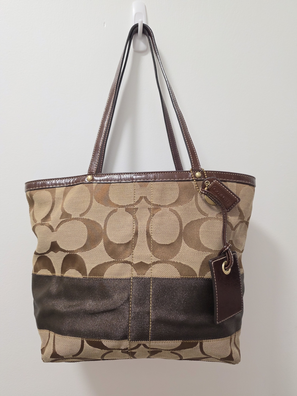 Coach Tan & Brown Signature Canvas Shoulder Tote